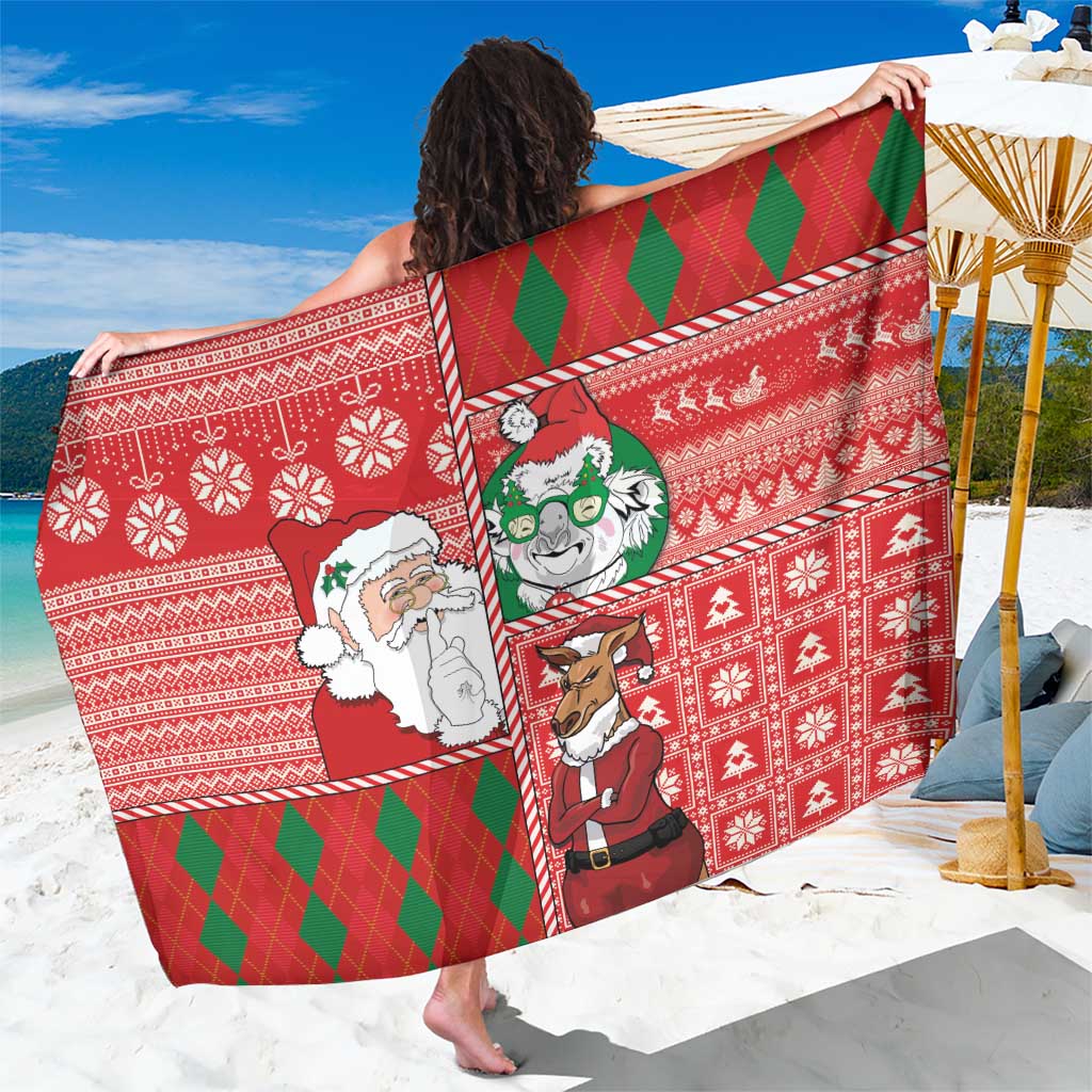 Australian Christmas Sarong - Santa Koala Kangaroo and Holiday Cheer