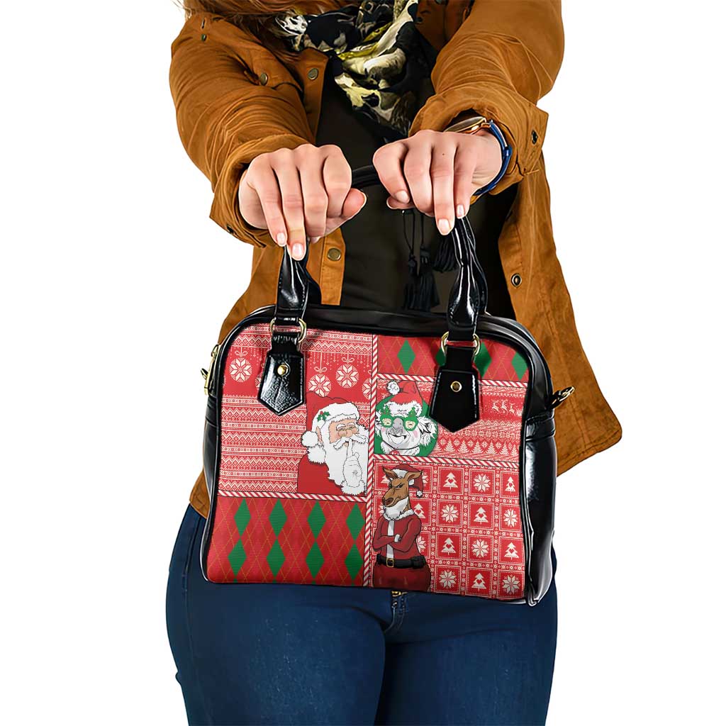 Australian Christmas Shoulder Handbag - Santa Koala Kangaroo and Holiday Cheer