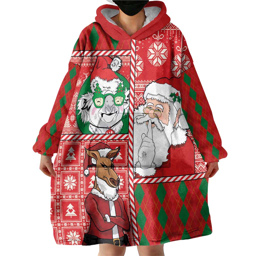 Australian Christmas Wearable Blanket Hoodie - Santa Koala Kangaroo and Holiday Cheer