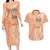 Bula Fiji Couples Matching Long Sleeve Bodycon Dress and Hawaiian Shirt Tropical Flower and Tapa Pattern Peach Fuzz Color LT03 Peach Fuzz - Polynesian Pride