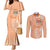 Bula Fiji Couples Matching Mermaid Dress and Long Sleeve Button Shirt Tropical Flower and Tapa Pattern Peach Fuzz Color LT03 Peach Fuzz - Polynesian Pride