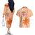 Bula Fiji Couples Matching Off The Shoulder Long Sleeve Dress and Hawaiian Shirt Tropical Flower and Tapa Pattern Peach Fuzz Color LT03 - Polynesian Pride
