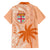 Bula Fiji Family Matching Puletasi Dress and Hawaiian Shirt Tropical Flower and Tapa Pattern Peach Fuzz Color LT03 - Polynesian Pride