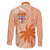 Bula Fiji Family Matching Tank Maxi Dress and Hawaiian Shirt Tropical Flower and Tapa Pattern Peach Fuzz Color LT03 - Polynesian Pride