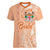 Bula Fiji Women V Neck T Shirt Tropical Flower and Tapa Pattern Peach Fuzz Color LT03 Female Peach Fuzz - Polynesian Pride