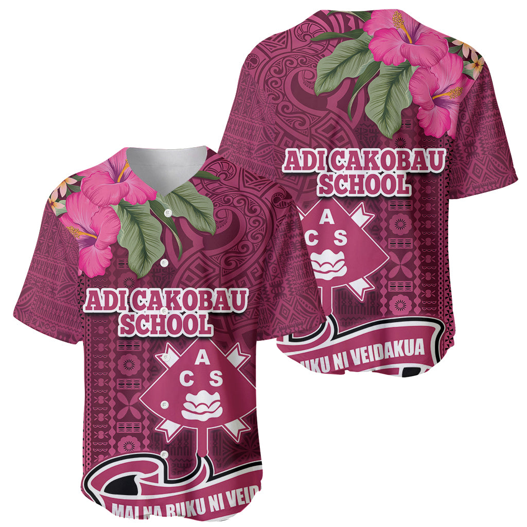 Fiji Adi Cakobau School Baseball Jersey Tropical Flower and Tapa Pattern LT03 - Polynesian Pride