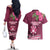 Fiji Adi Cakobau School Couples Matching Off The Shoulder Long Sleeve Dress and Hawaiian Shirt Tropical Flower and Tapa Pattern LT03 - Polynesian Pride