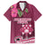 Fiji Adi Cakobau School Family Matching Puletasi Dress and Hawaiian Shirt Tropical Flower and Tapa Pattern LT03 Dad's Shirt - Short Sleeve Pink - Polynesian Pride