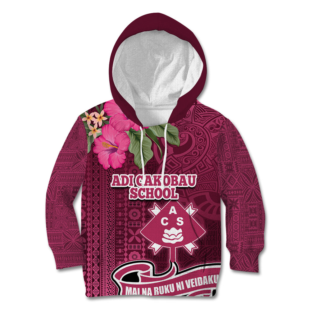 Fiji Adi Cakobau School Kid Hoodie Tropical Flower and Tapa Pattern LT03 Hoodie Pink - Polynesian Pride