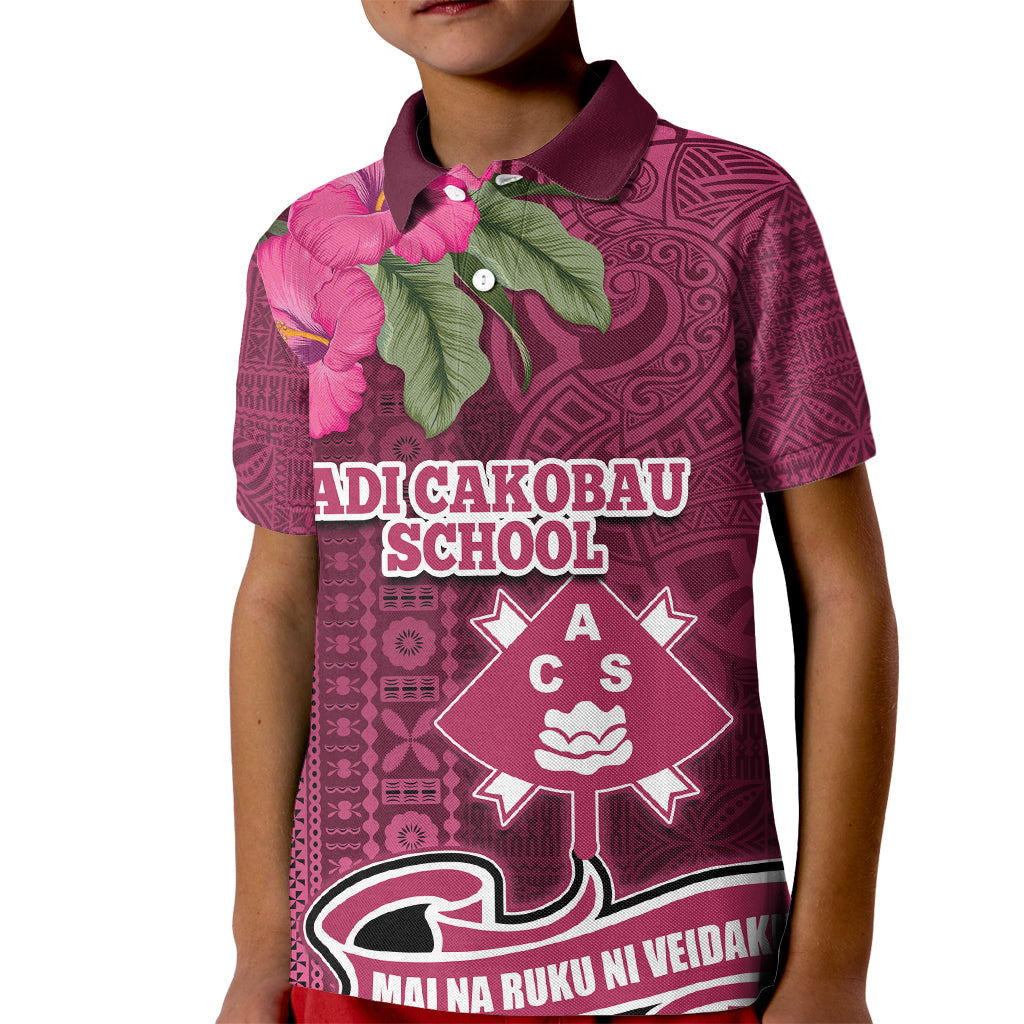 Fiji Adi Cakobau School Kid Polo Shirt Tropical Flower and Tapa Pattern LT03 Kid Pink - Polynesian Pride