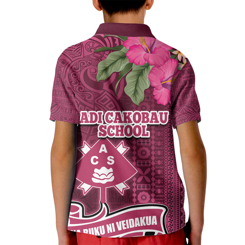 Fiji Adi Cakobau School Kid Polo Shirt Tropical Flower and Tapa Pattern LT03 - Polynesian Pride