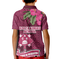 Fiji Adi Cakobau School Kid Polo Shirt Tropical Flower and Tapa Pattern LT03 - Polynesian Pride