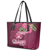 Fiji Adi Cakobau School Leather Tote Bag Tropical Flower and Tapa Pattern LT03 - Polynesian Pride