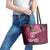 Fiji Adi Cakobau School Leather Tote Bag Tropical Flower and Tapa Pattern LT03 - Polynesian Pride