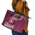 Fiji Adi Cakobau School Leather Tote Bag Tropical Flower and Tapa Pattern LT03 - Polynesian Pride