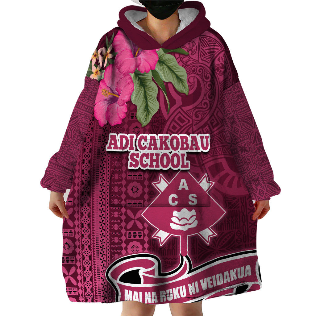 Fiji Adi Cakobau School Wearable Blanket Hoodie Tropical Flower and Tapa Pattern LT03 - Polynesian Pride
