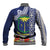 Fiji Natabua High School Baseball Jacket Tropical Flower and Tapa Pattern Blue Style LT03 - Polynesian Pride