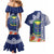 Fiji Natabua High School Couples Matching Mermaid Dress and Hawaiian Shirt Tropical Flower and Tapa Pattern Blue Style LT03 - Polynesian Pride