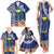 Fiji Natabua High School Family Matching Tank Maxi Dress and Hawaiian Shirt Tropical Flower and Tapa Pattern Blue Style LT03 - Polynesian Pride