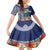 Fiji Natabua High School Kid Short Sleeve Dress Tropical Flower and Tapa Pattern Blue Style LT03 KID Blue - Polynesian Pride