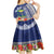 Fiji Natabua High School Kid Short Sleeve Dress Tropical Flower and Tapa Pattern Blue Style LT03 - Polynesian Pride