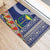 Fiji Natabua High School Rubber Doormat Tropical Flower and Tapa Pattern Blue Style LT03 - Polynesian Pride