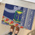 Fiji Natabua High School Rubber Doormat Tropical Flower and Tapa Pattern Blue Style LT03 - Polynesian Pride