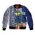 Fiji Natabua High School Sleeve Zip Bomber Jacket Tropical Flower and Tapa Pattern Blue Style LT03 Unisex Blue - Polynesian Pride