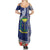 Fiji Natabua High School Summer Maxi Dress Tropical Flower and Tapa Pattern Blue Style LT03 - Polynesian Pride