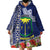 Fiji Natabua High School Wearable Blanket Hoodie Tropical Flower and Tapa Pattern Blue Style LT03 - Polynesian Pride