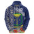 Fiji Natabua High School Zip Hoodie Tropical Flower and Tapa Pattern Blue Style LT03 - Polynesian Pride