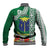 Fiji Natabua High School Baseball Jacket Tropical Flower and Tapa Pattern Green Style LT03 - Polynesian Pride