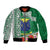 Fiji Natabua High School Bomber Jacket Tropical Flower and Tapa Pattern Green Style LT03 Unisex Green - Polynesian Pride