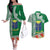 Fiji Natabua High School Couples Matching Off The Shoulder Long Sleeve Dress and Hawaiian Shirt Tropical Flower and Tapa Pattern Green Style LT03 Green - Polynesian Pride
