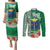 Fiji Natabua High School Couples Matching Puletasi Dress and Long Sleeve Button Shirt Tropical Flower and Tapa Pattern Green Style LT03 Green - Polynesian Pride