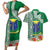 Fiji Natabua High School Couples Matching Short Sleeve Bodycon Dress and Hawaiian Shirt Tropical Flower and Tapa Pattern Green Style LT03 Green - Polynesian Pride