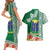 Fiji Natabua High School Couples Matching Short Sleeve Bodycon Dress and Hawaiian Shirt Tropical Flower and Tapa Pattern Green Style LT03 - Polynesian Pride