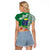 Fiji Natabua High School Raglan Cropped T Shirt Tropical Flower and Tapa Pattern Green Style LT03 - Polynesian Pride