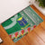 Fiji Natabua High School Rubber Doormat Tropical Flower and Tapa Pattern Green Style LT03 Green - Polynesian Pride