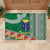 Fiji Natabua High School Rubber Doormat Tropical Flower and Tapa Pattern Green Style LT03 - Polynesian Pride