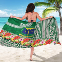 Fiji Natabua High School Sarong Tropical Flower and Tapa Pattern Green Style LT03 - Polynesian Pride