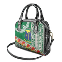 Fiji Natabua High School Shoulder Handbag Tropical Flower and Tapa Pattern Green Style LT03 - Polynesian Pride