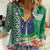 Fiji Natabua High School Women Casual Shirt Tropical Flower and Tapa Pattern Green Style LT03 Female Green - Polynesian Pride