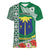 Fiji Natabua High School Women V Neck T Shirt Tropical Flower and Tapa Pattern Green Style LT03 Female Green - Polynesian Pride