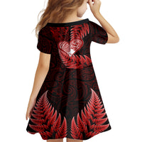 New Zealand Valentine Day Family Matching Off Shoulder Maxi Dress and Hawaiian Shirt Aotearoa Warrior and Woman Love Story Silver Fern Koru Red Style LT03 - Polynesian Pride