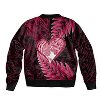 New Zealand Valentine Day Bomber Jacket Aotearoa Warrior Love Story Silver Fern Koru Pink Style LT03 - Polynesian Pride