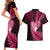 New Zealand Valentine Day Couples Matching Short Sleeve Bodycon Dress and Hawaiian Shirt Aotearoa Warrior Love Story Silver Fern Koru Pink Style LT03 - Polynesian Pride