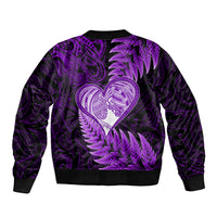 New Zealand Valentine Day Bomber Jacket Aotearoa Warrior Love Story Silver Fern Koru Purple Style LT03 - Polynesian Pride