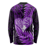 New Zealand Valentine Day Long Sleeve Shirt Aotearoa Warrior Love Story Silver Fern Koru Purple Style LT03 - Polynesian Pride