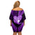 New Zealand Valentine Day Off Shoulder Short Dress Aotearoa Warrior Love Story Silver Fern Koru Purple Style LT03 - Polynesian Pride